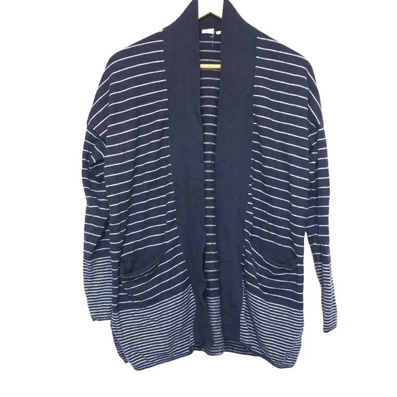 GAP merino wool blend striped kimono navy uniform cardigan size XS oversized - Picture 1 of 12
